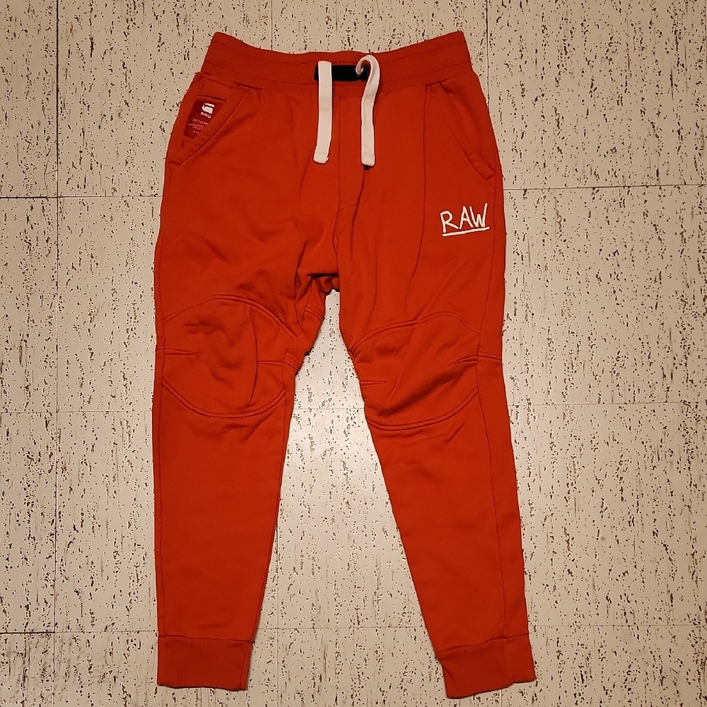 G-Star Raw Orange 3D Tapered Fit Spellout Logo Drawstring Jogger Sweat Pants